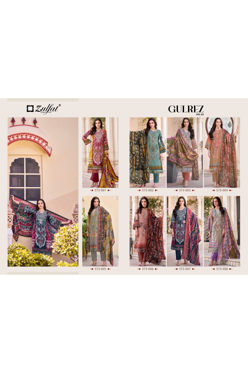 Zulfat Gulrez Vol-3  Exclusive Wear Cotton Printed Dress Material Collection