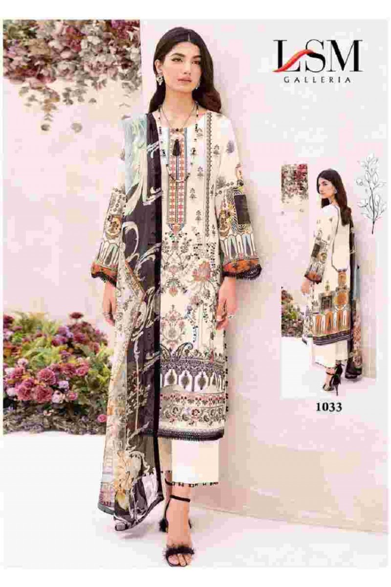 LSM Parian Dream Vol-4 Straight Pure Heavy Lawn Cotton Dress Material