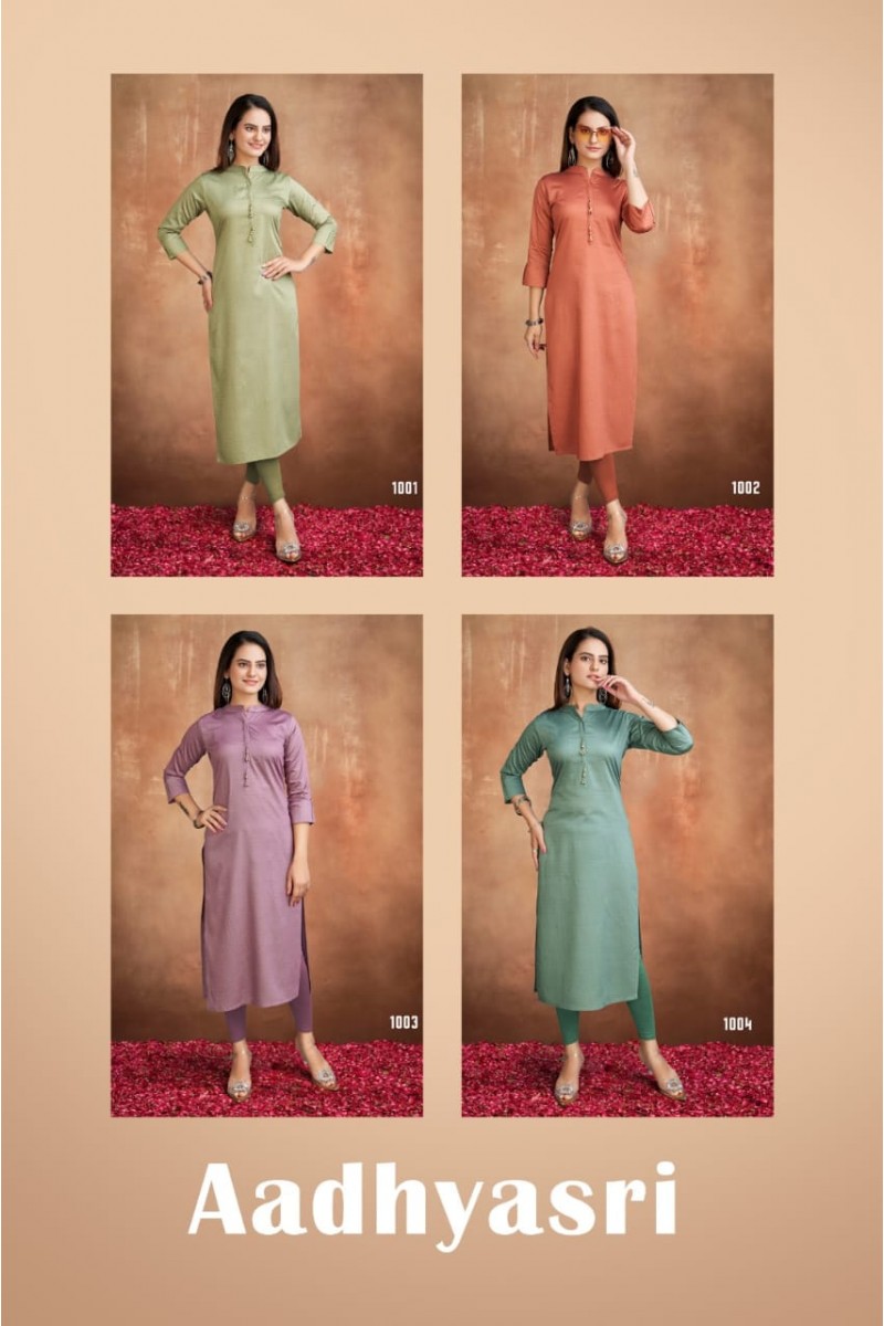 Aadhyasari Designer Readymade Silk Kurti Catalogue Set