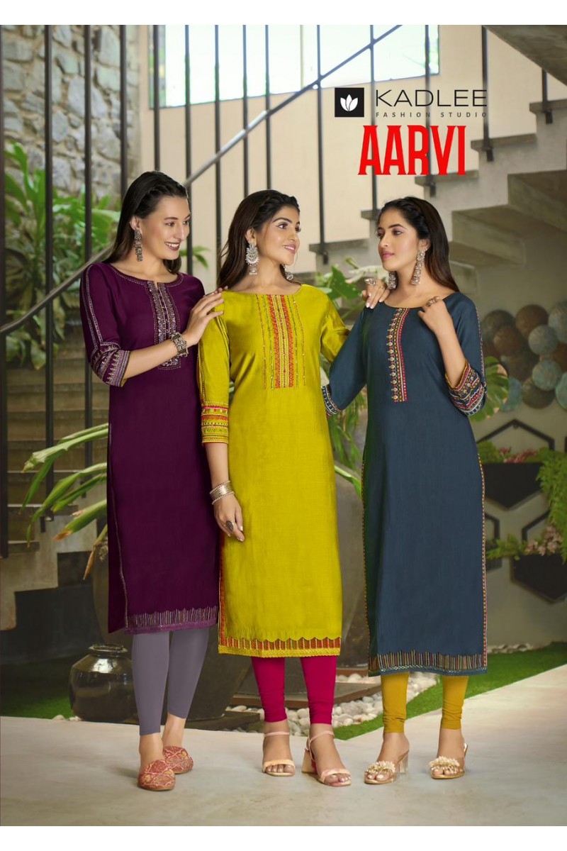 Kadlee Aarvi Daily Wear Viscose Weaving Straight Cut Kurtis Collection