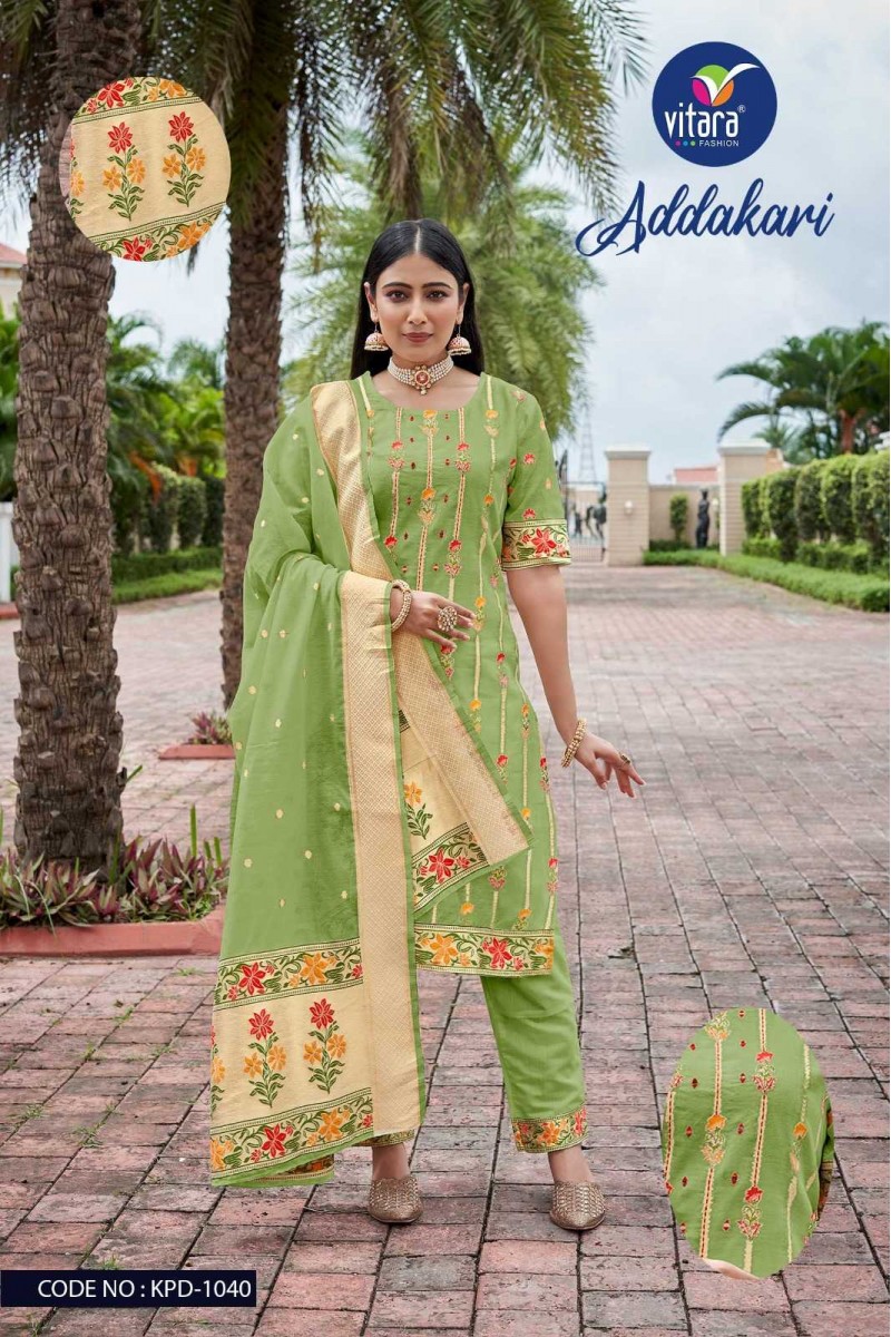 Vitara Fashion Addakari-1040 Festive Wear Jacquard Combo Set Kurti Designs
