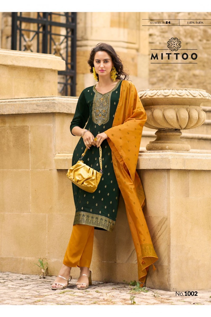 Mittoo Afreen Fancy Muslin Kurti Pant With Dupatta Collection