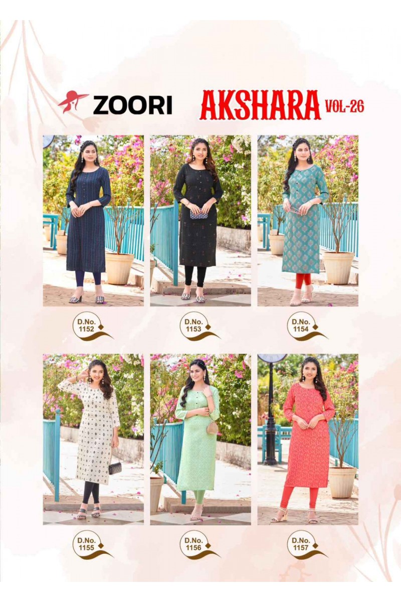 Zoori Akshara Vol-26 Daily Wear Designer Kurtis Catalogue Manufacturer