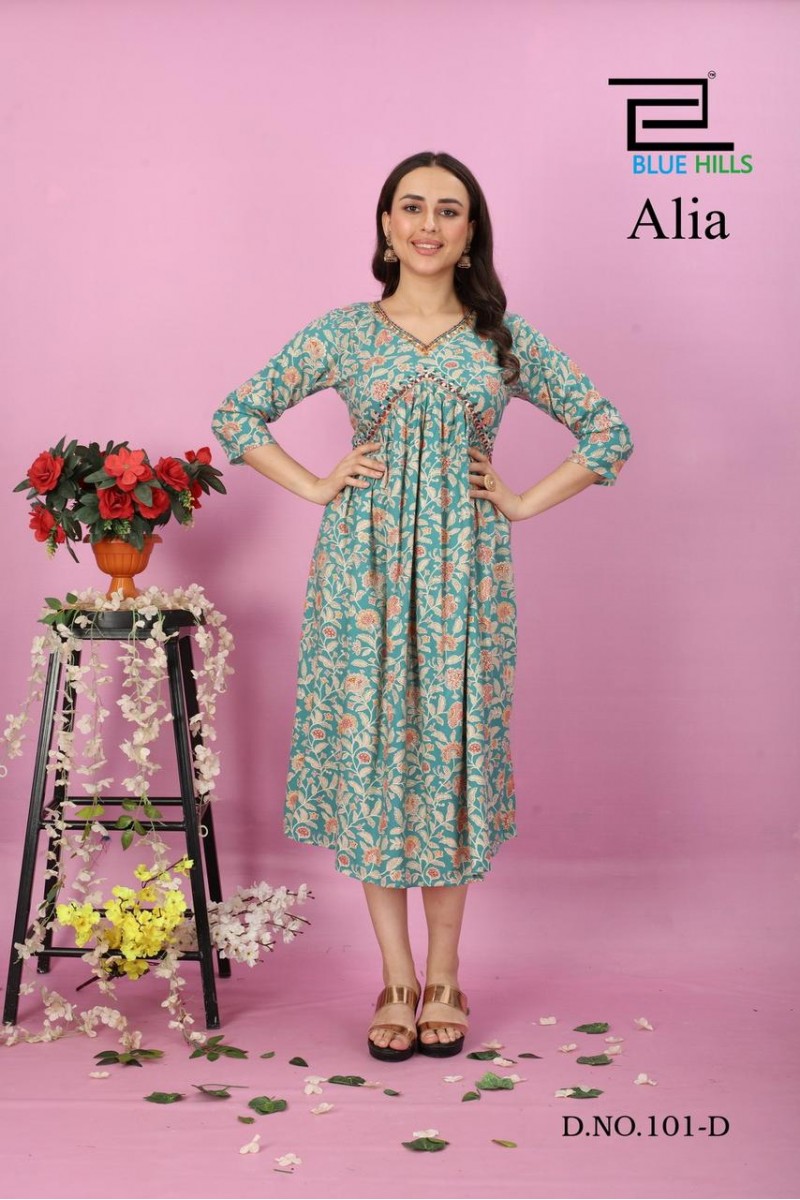 Blue Hills Alia Printed Casual Wear Indian Kurti Catalogue Set