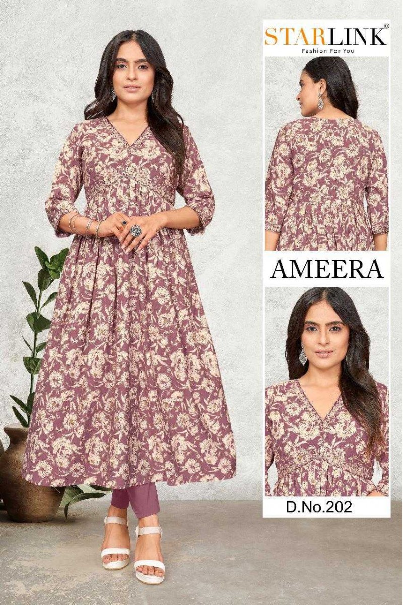 Starlink Ameera-202 Anarkali Style Size Set Women Wear Kurtis Set
