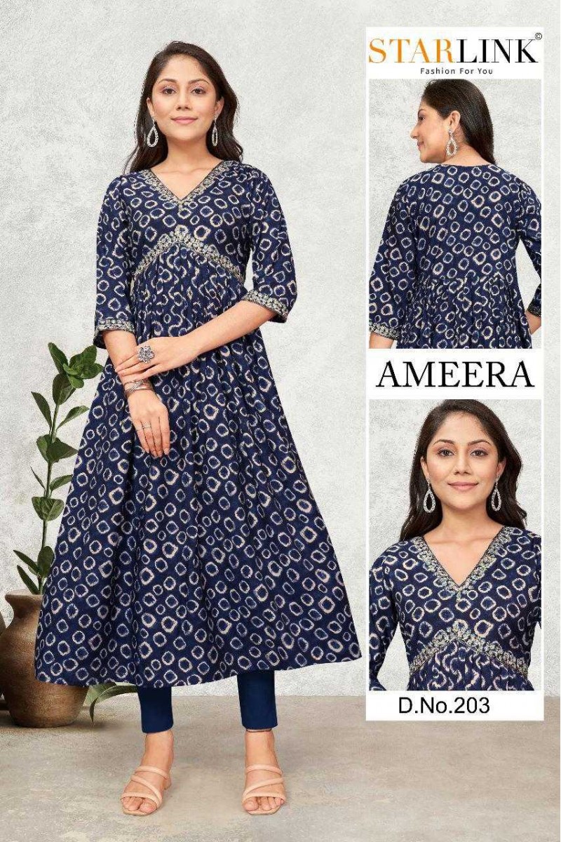 Starlink Ameera-203 Anarkali Style Size Set Women Wear Kurtis Set