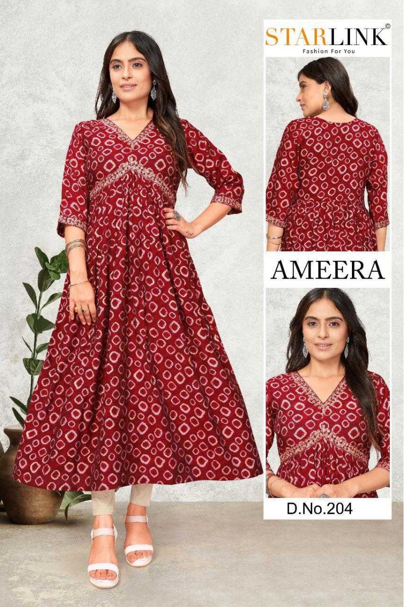 Starlink Ameera-204 Anarkali Style Size Set Women Wear Kurtis Set