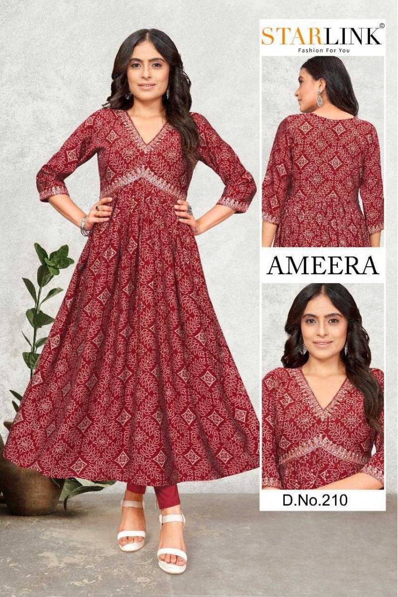 Starlink Ameera-210 Anarkali Style Size Set Women Wear Kurtis Set