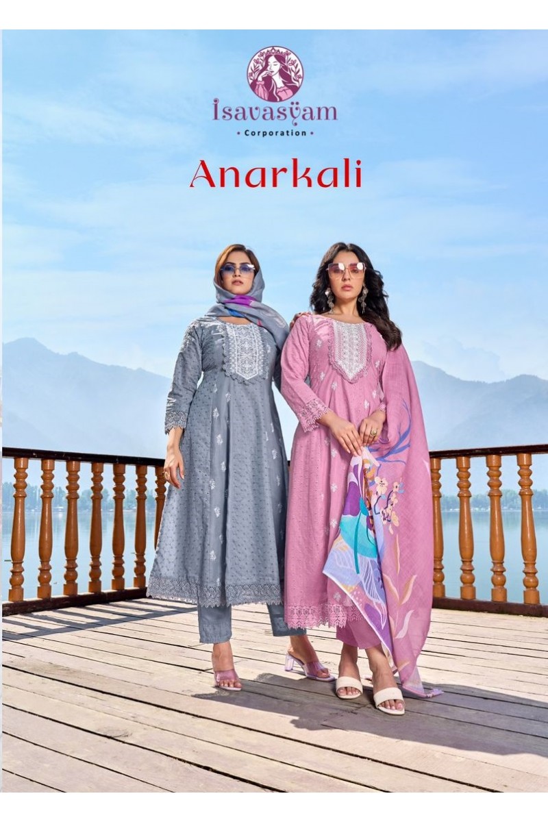 Isavasyam Anarkali Women's Wear Cotton With Chikan Work Kurtis Supplier