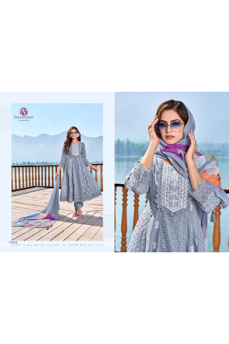 Isavasyam Anarkali Women's Wear Cotton With Chikan Work Kurtis Supplier