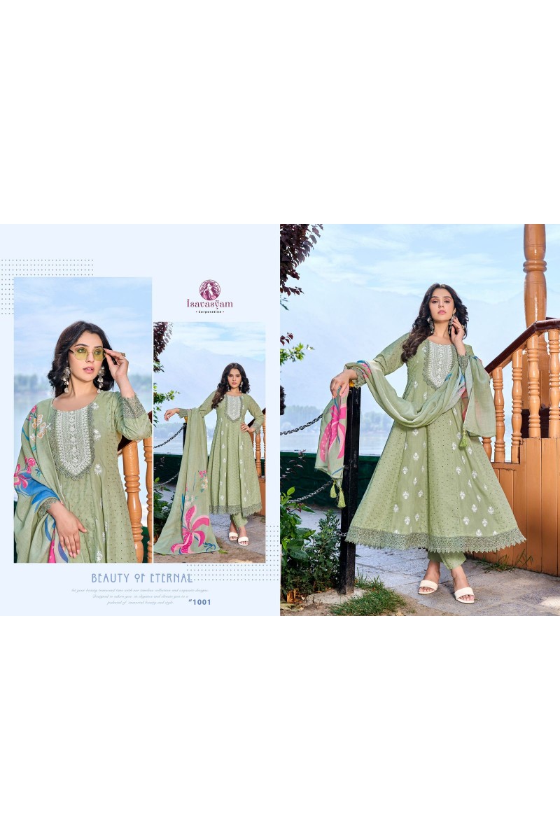 Isavasyam Anarkali Women's Wear Cotton With Chikan Work Kurtis Supplier