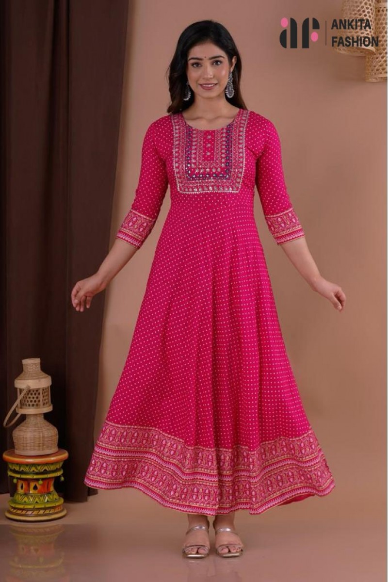 Ankita Fashion-002 Foil Printed Ethnic Wear Size Kurtis Set Garment