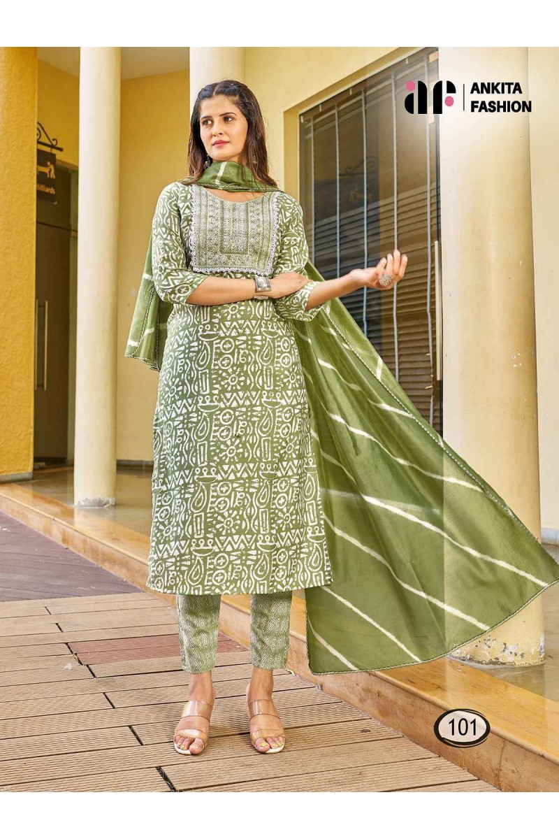 Ankita Fashion Apsara Kurti Pant With Dupatta Latest Catalogue Set