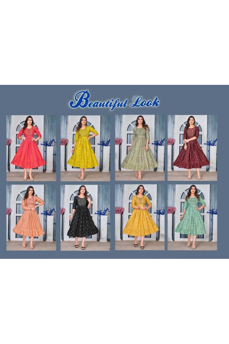Beautiful Look Vol-1 Heavy Rayon Anarkali Style Kurtis Set Traders