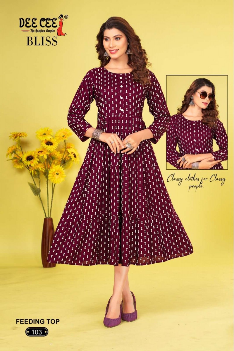 Dee Cee Bliss Wholesale Fancy Rayon With Feeding Kurti Collection