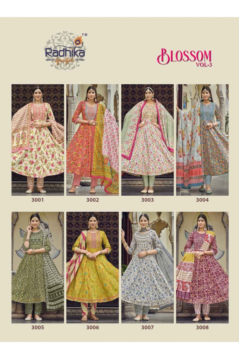 Radhika Lifestyle Blossom Vol-3 Anarakali Cotton Kurtis Set Wholeseller