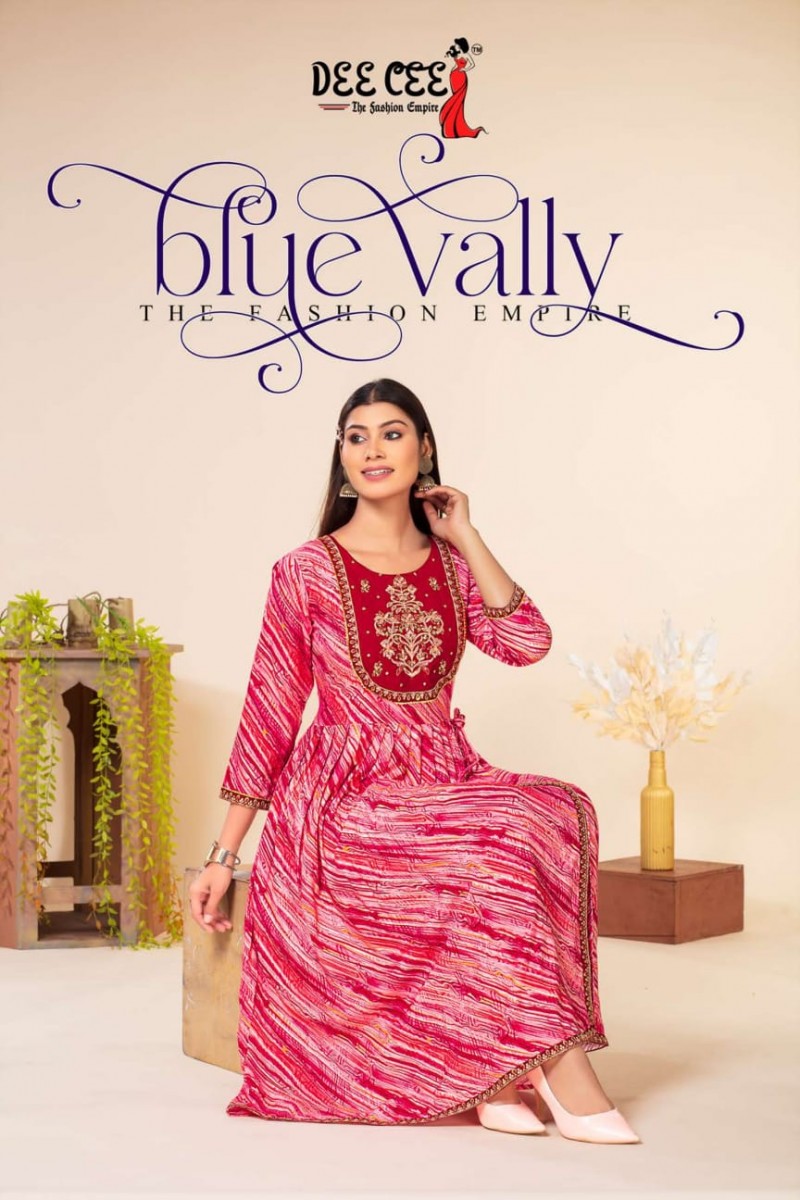 Dee Cee Blue Vally Rayon Printed Fancy Short Frock Kurtis Catalogues