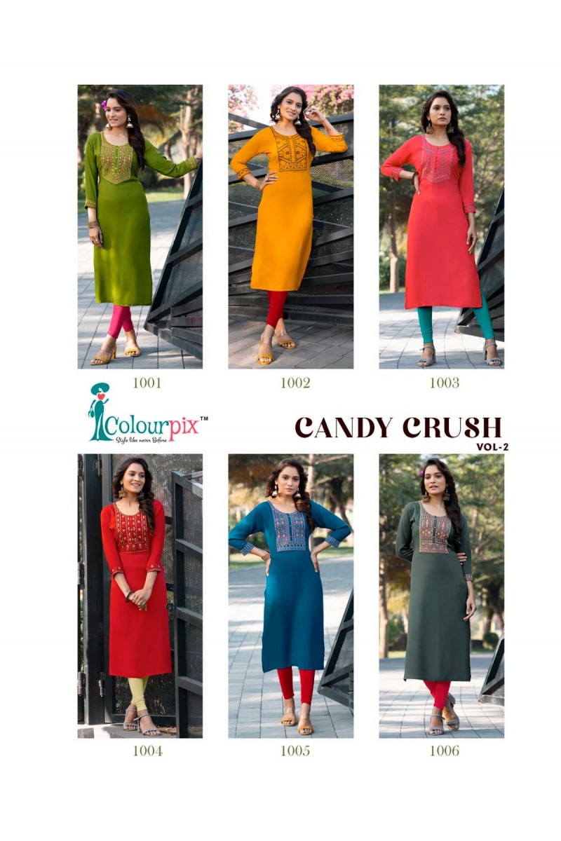 Colourpix Candy Crush Vol-2 New Designer Embroidery Kurti Set Collection