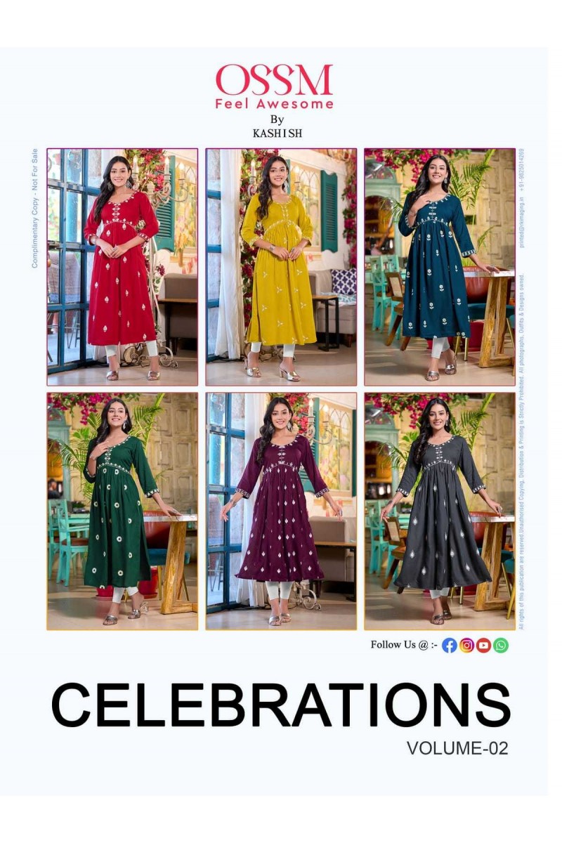 Ossm Celebrations Vol-2 Heavy Rayon Alia Style Kurti Catalog Collection
