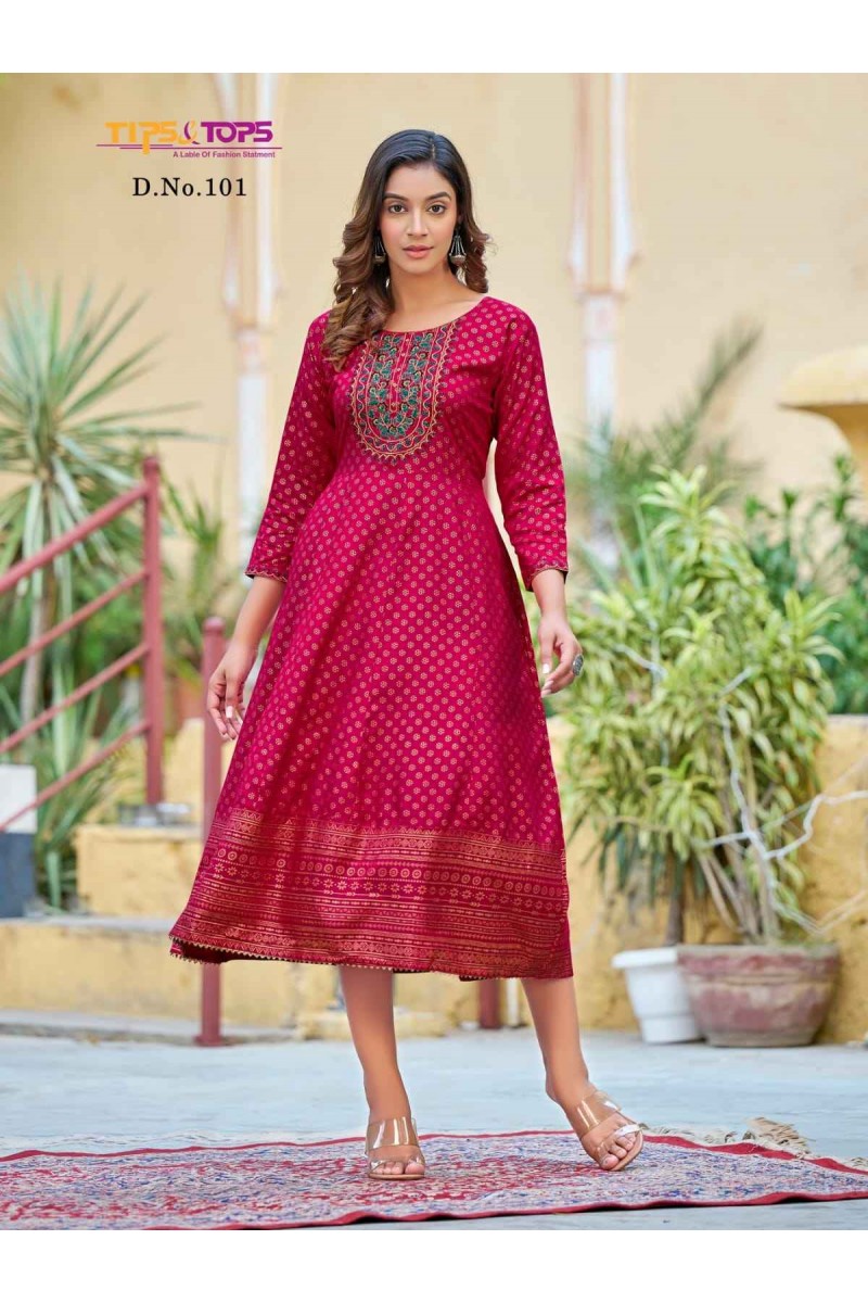 Tips & Tops Charmie Exclusive Fancy Kurti Gown Festive Wear Outfit