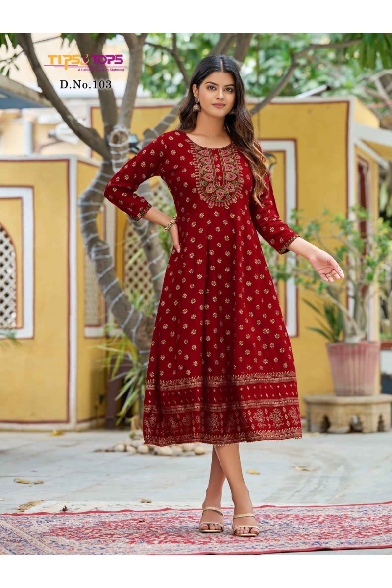 Tips & Tops Charmie Exclusive Fancy Kurti Gown Festive Wear Outfit