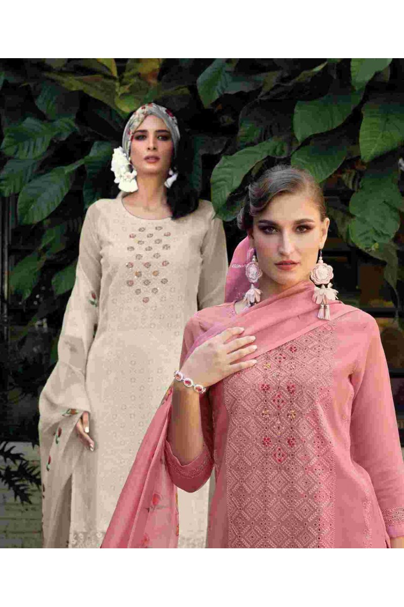 Lily & Lali Chikankari Designs Festive Wear Kurti Pant Dupatta Set