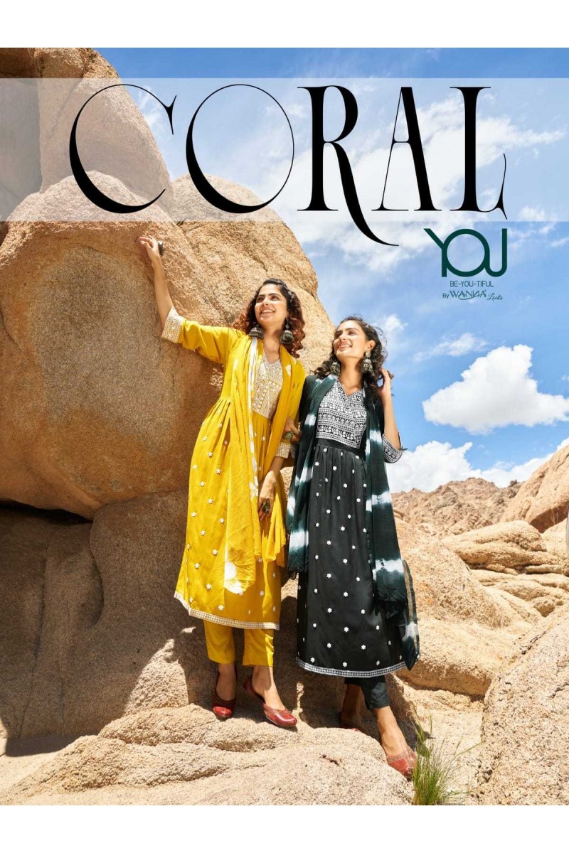 You(Wanna) Coral Naira Cut Kurti Pant With Dupatta Catalogue Collection