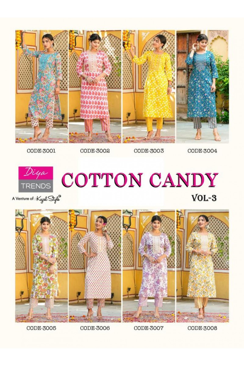 Diya Trends Cotton Candy Vol-3 Latest Designer Kurtis Wholesaler