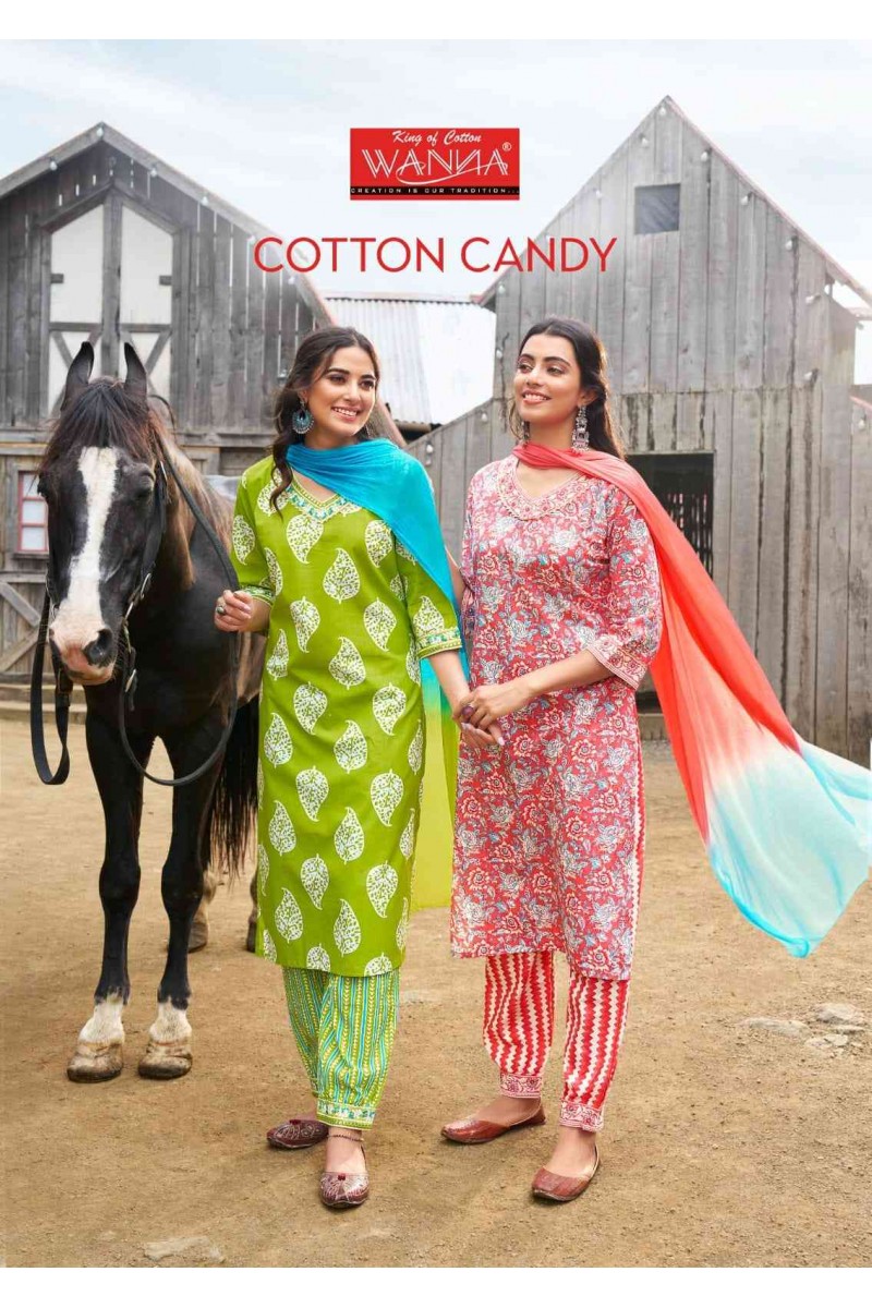 Wanna Cotton Candy New Designs Afghani Pant Kurti Dupatta Set Wholesaler