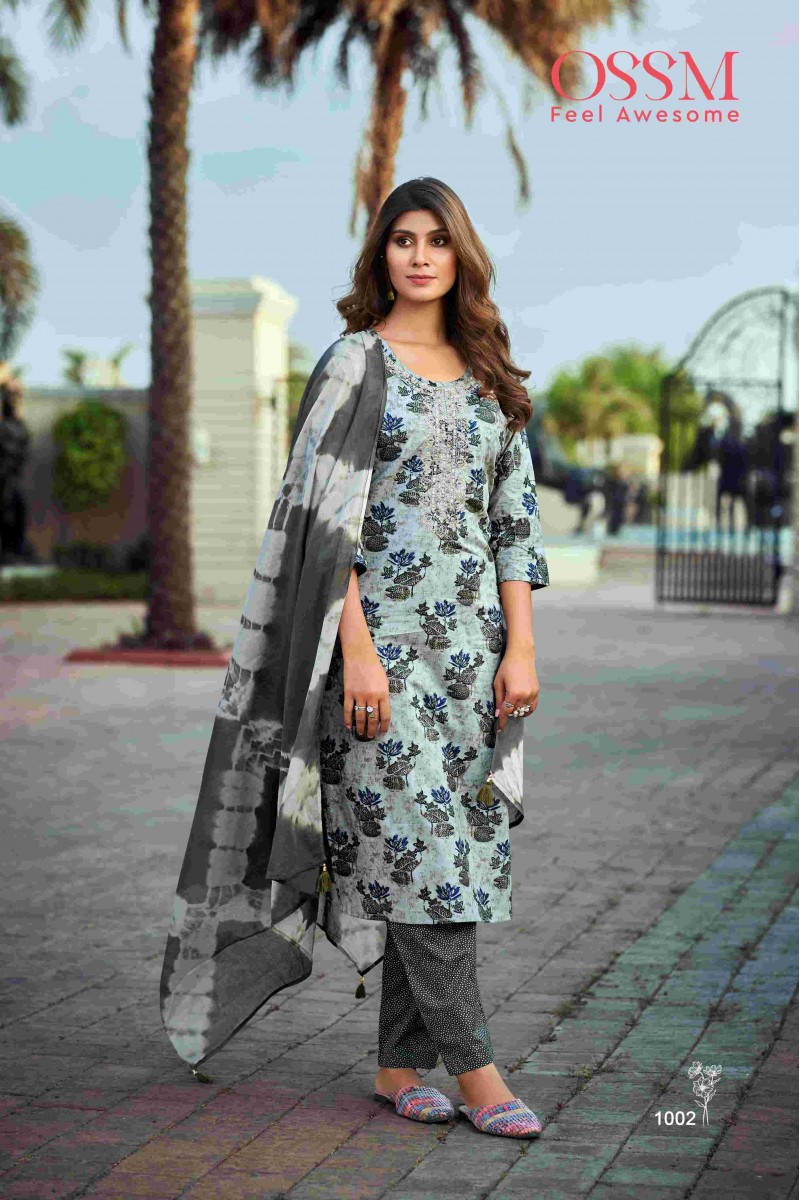 Ossm Cotton Culture Cotton Printed Kurti Bottom With Dupatta Collection