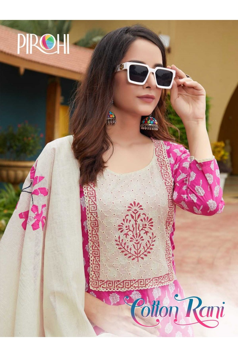 Pirohi Cotton Rani Women Wear Latest Designs Kurti Catalogue Set