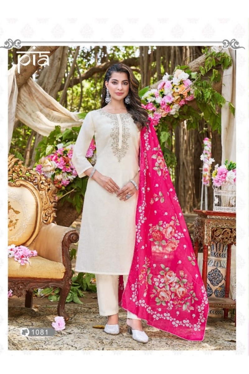 Pia D.No-1081 Women Wear Chanderi Silk Size Set Kurti Catalogue Set Apparels