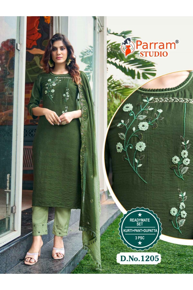 Parram Studio D.No-1205 Khatli Work Combo Set Festive Wear Kurti Designs