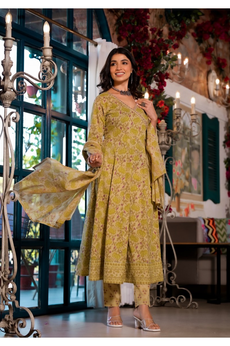 D.No-K101 Women's Wear Cotton Designer Anarkali Style Combo Set