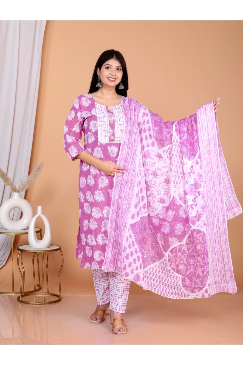 D.No-W103 Designer Wholesale Cotton Readymade Combo Set Kurtis Set