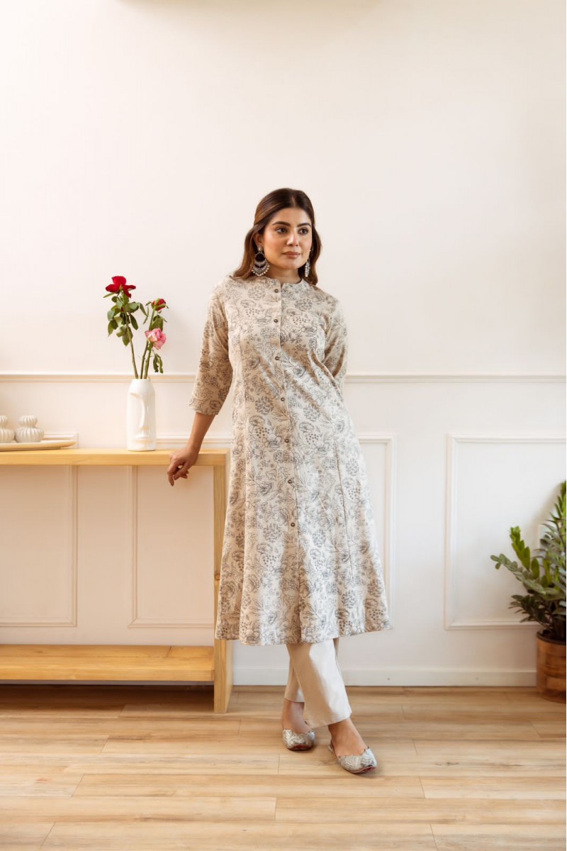 DK-1009 Ladies Wear Anarkali Style Cotton Readymade Combo Set Kurtis