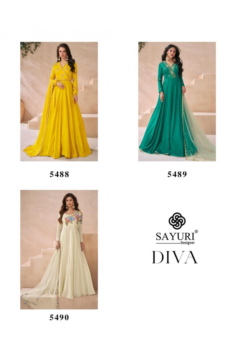 Sayuri Designer Diva Wedding Wear Anarkali Long Silk Gowns Wholesaler