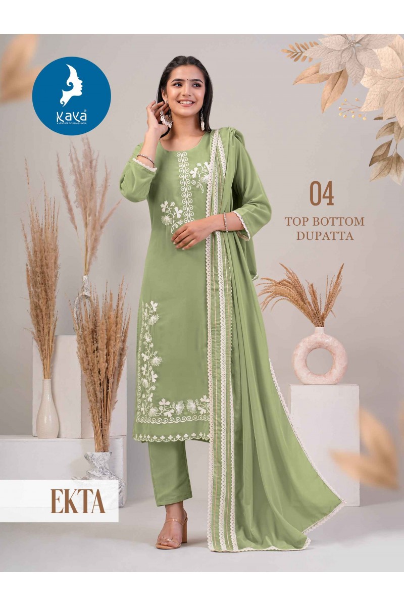 Kaya Ekta Wholesale Georgette Wear Kurti Pant With Dupatta Collection