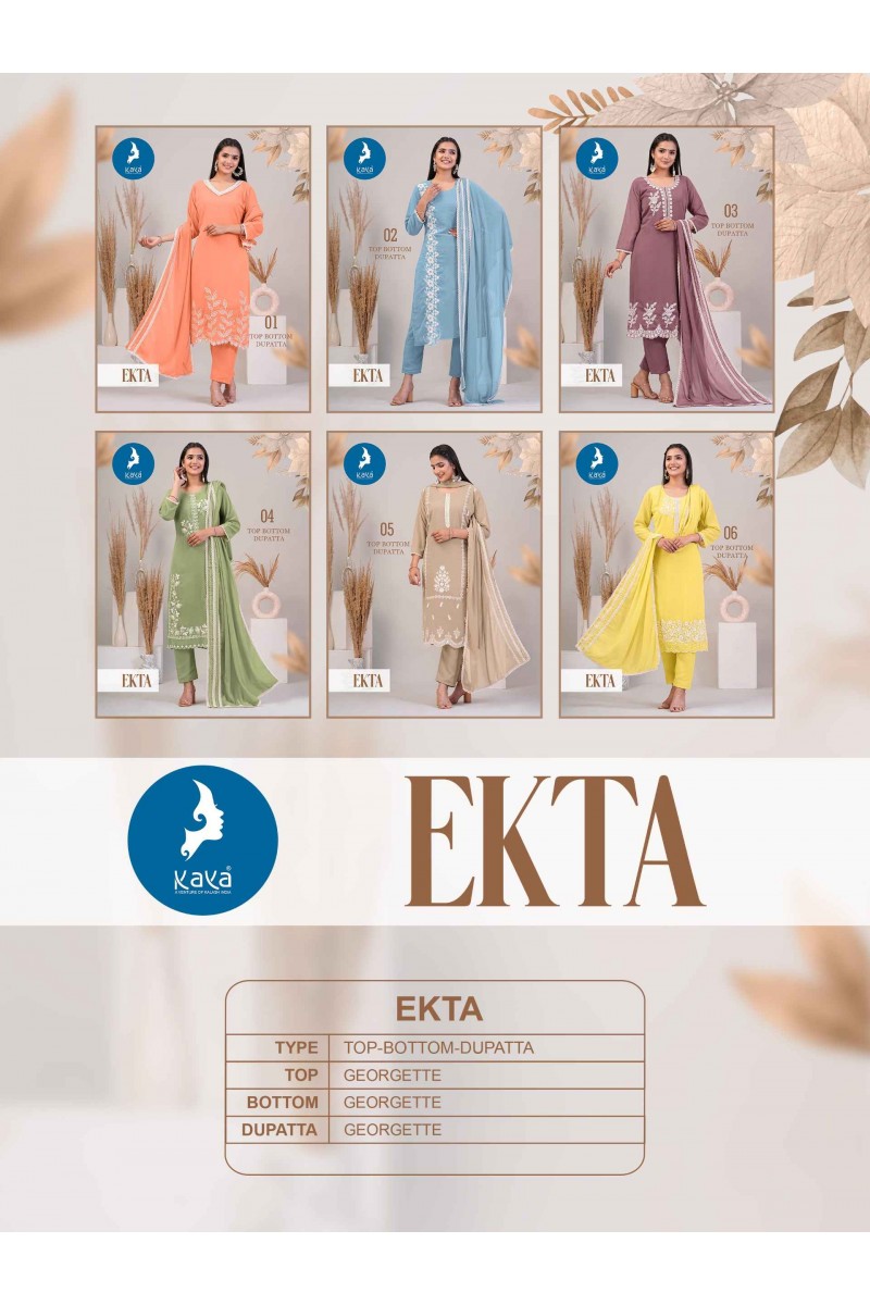 Kaya Ekta Wholesale Georgette Wear Kurti Pant With Dupatta Collection