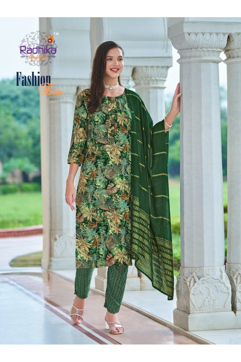 Radhika Lifestyle Fashion Eva Vol-1 Rayon Fancy Long Kurtis Wholesaler