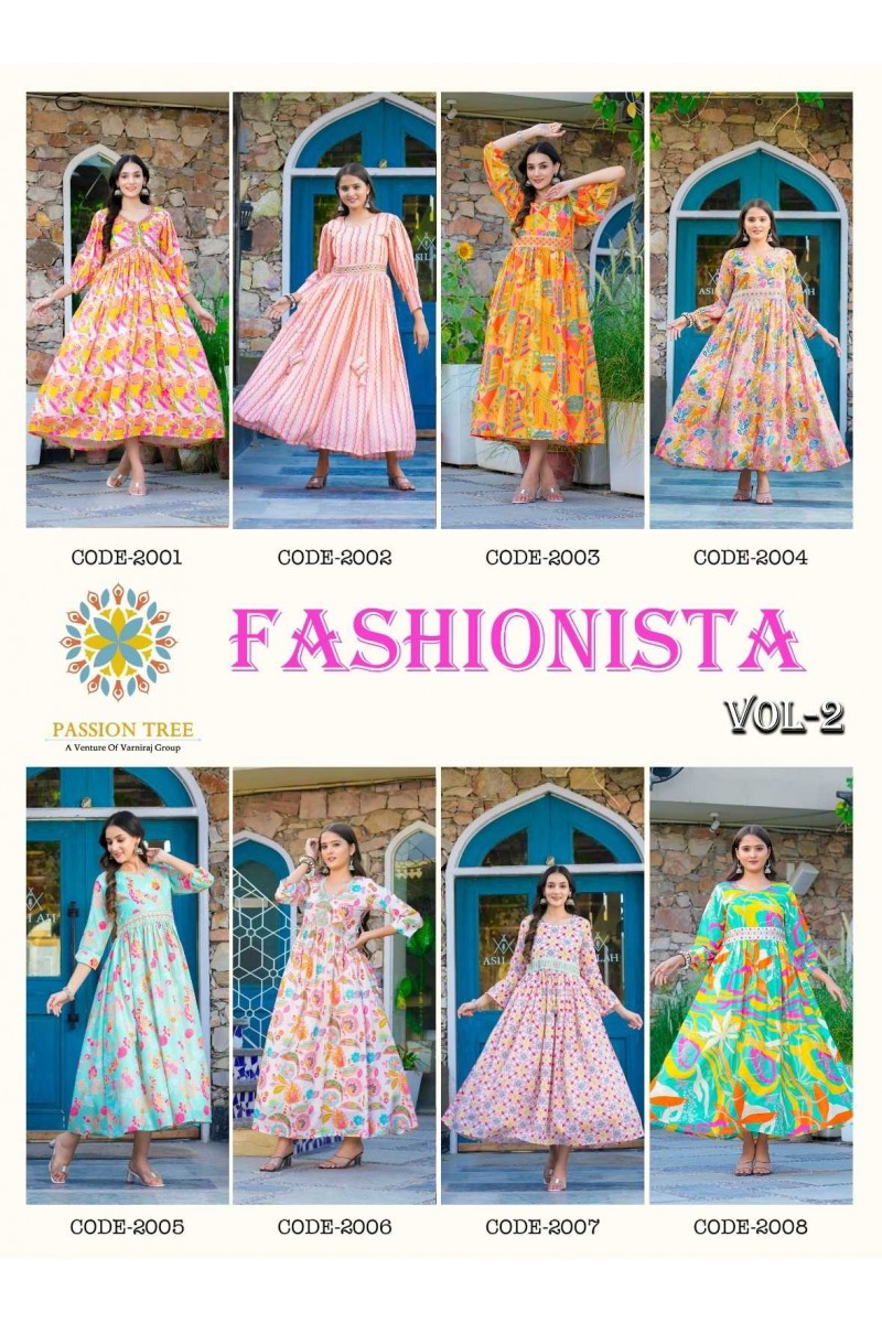 Passion Tree Fashionista Vol-2 Aliya Cut Digital Printed Kurti Catalogue Set