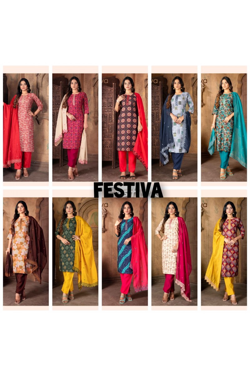 Kushal'S Festiva Casual Wear Straight Kurti Catalog Set Garment