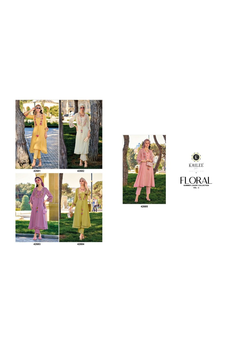 Kailee Fashion Floral Vol-2 Stitched Kurtis And Pant And Jacket Manufacturer
