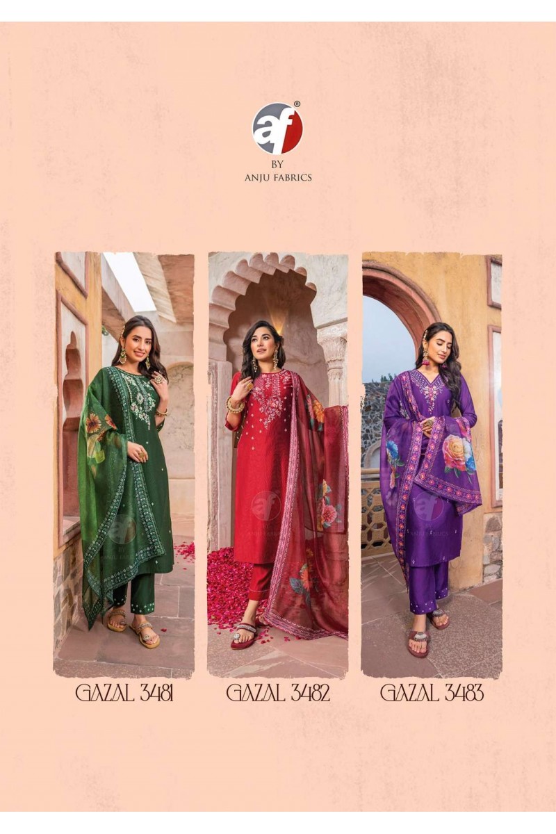 Anju Fabrics Gazal Vol-4 Viscose Nylon Designer Latest Kurtis Wholesaler