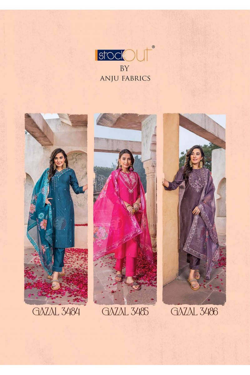 Anju Fabrics Gazal Vol-4 Viscose Nylon Designer Latest Kurtis Wholesaler