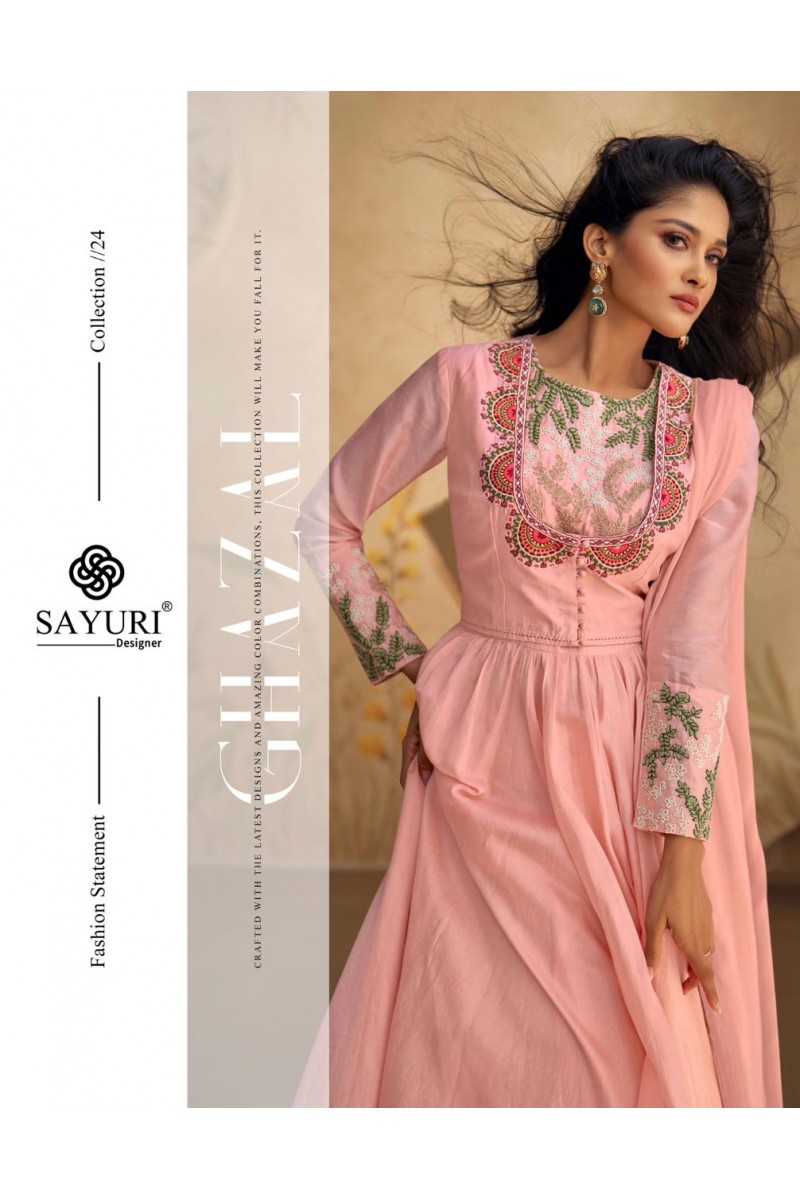 Sayuri Gazal Partywear Silk Designer Readymade Kurtis Manufacturer
