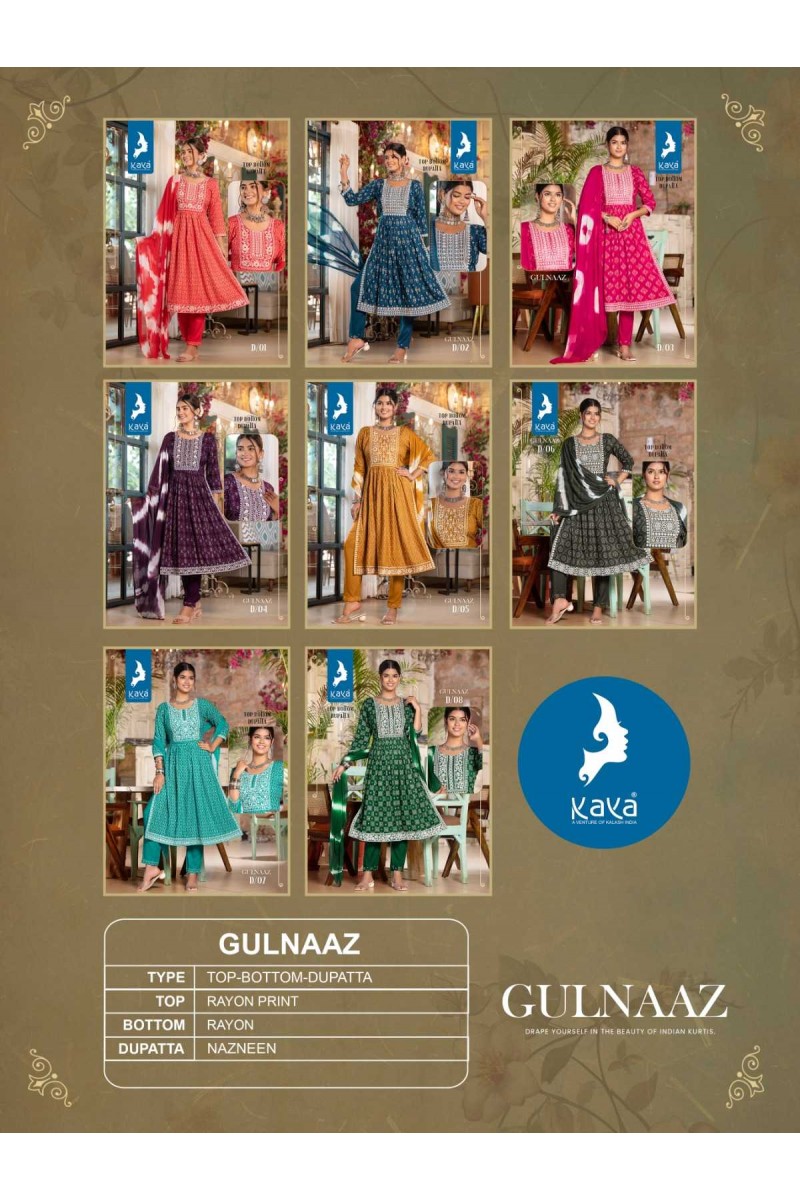 Kaya Gulnaaz Designer Readymade Naira Cut Style Kurtis Set