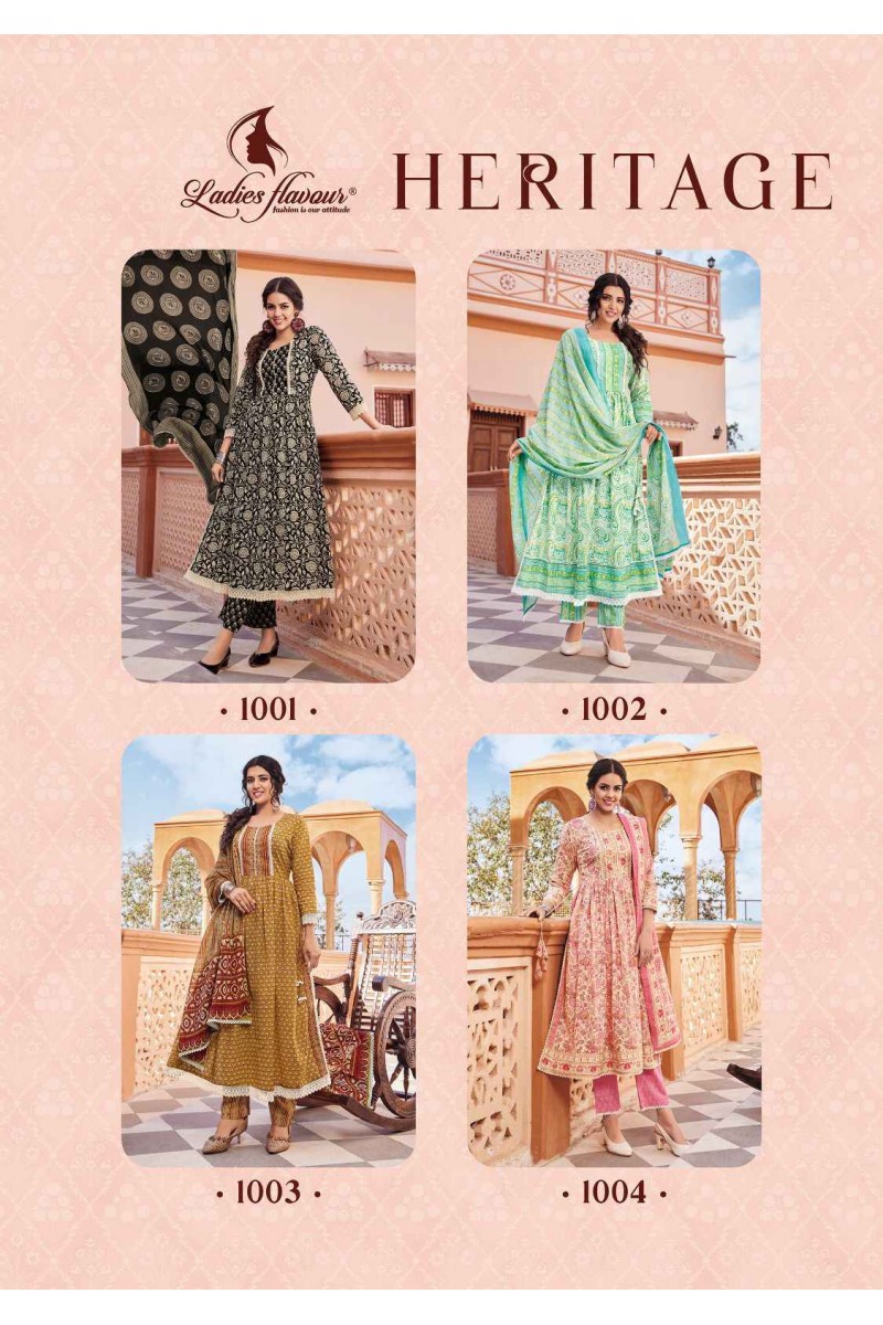 Ladies Flavour Heritage Casual Wear Wholesale Kurti Catalog Set