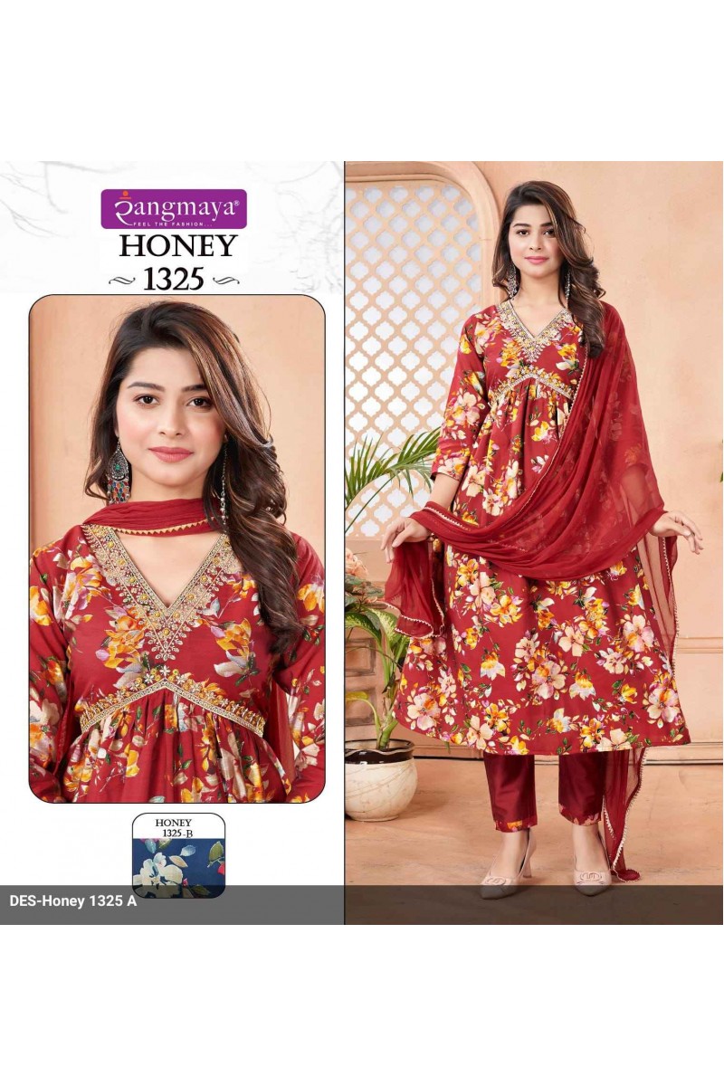 Rangmaya Honey-1325 Festive Wear Print Kurti Pant Dupatta Pair Designs
