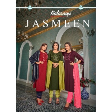  Kalaroop Jasmeen Designer Kurti With Bottom Dupatta Collection Catalog